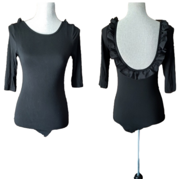 Talula Low Scoop Back Ruffle Trim Back Bodysuit - Picture 1 of 5
